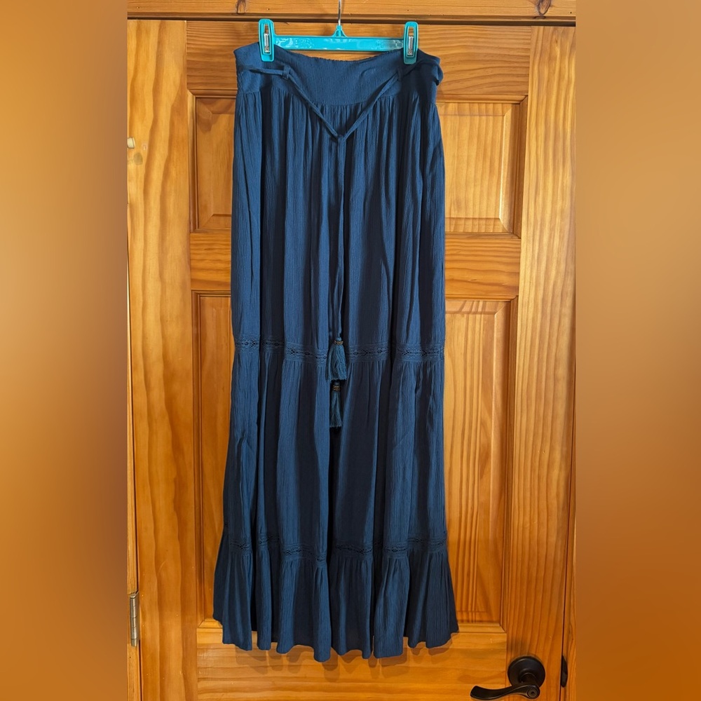 Land of the Free blue gauze tiered maxi skirt. Size small.